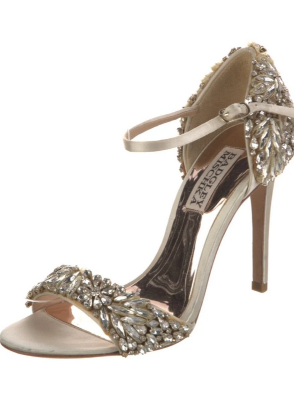 Badgley Mischka Satin Crystal Embellishments Sandals
